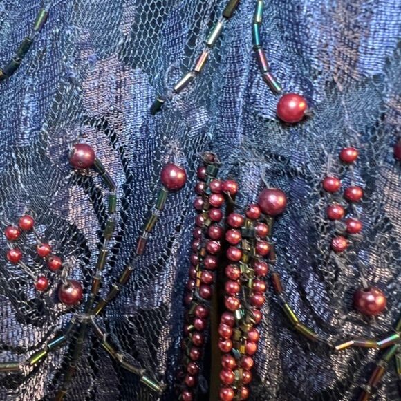 Vintage SCALA Black Beaded Peek-a-Boo Back Gown – Size L (Est. 12/14) - Picture 11 of 11